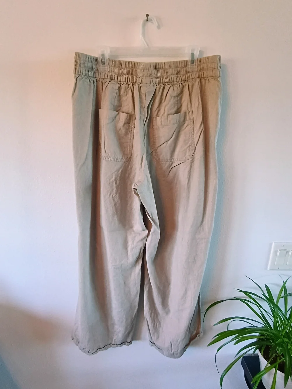 Lane Bryant Linen Blend Pull On Pants Beige Drawstring Relaxed Women's 16